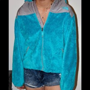 Aqua Blue NorthFace Jacket with hood